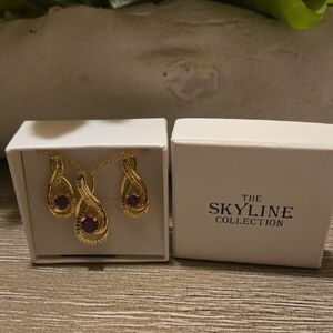 Gold and Purple Earrings